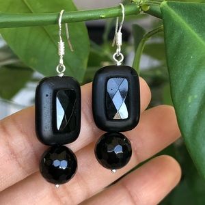 SS Onyx Dangle Earrings